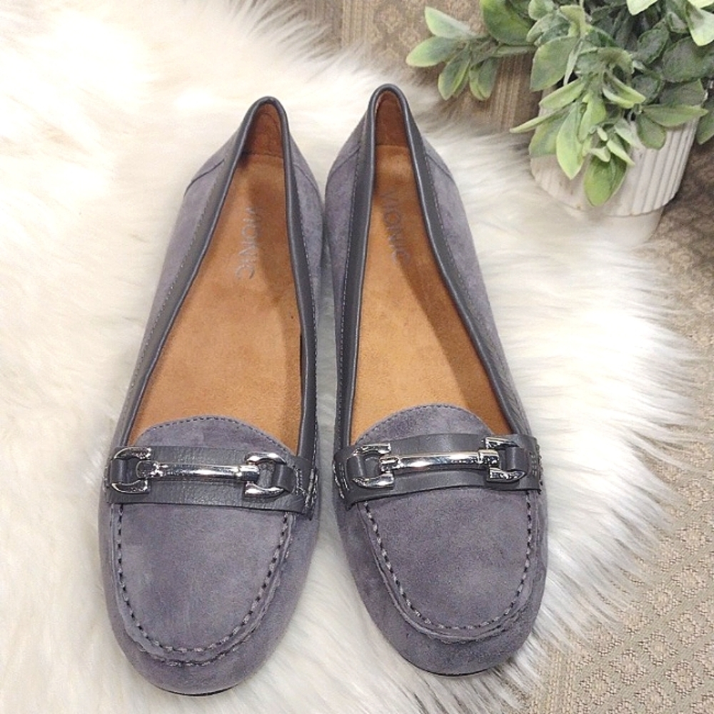 Vionic Suede Loafers in Gray